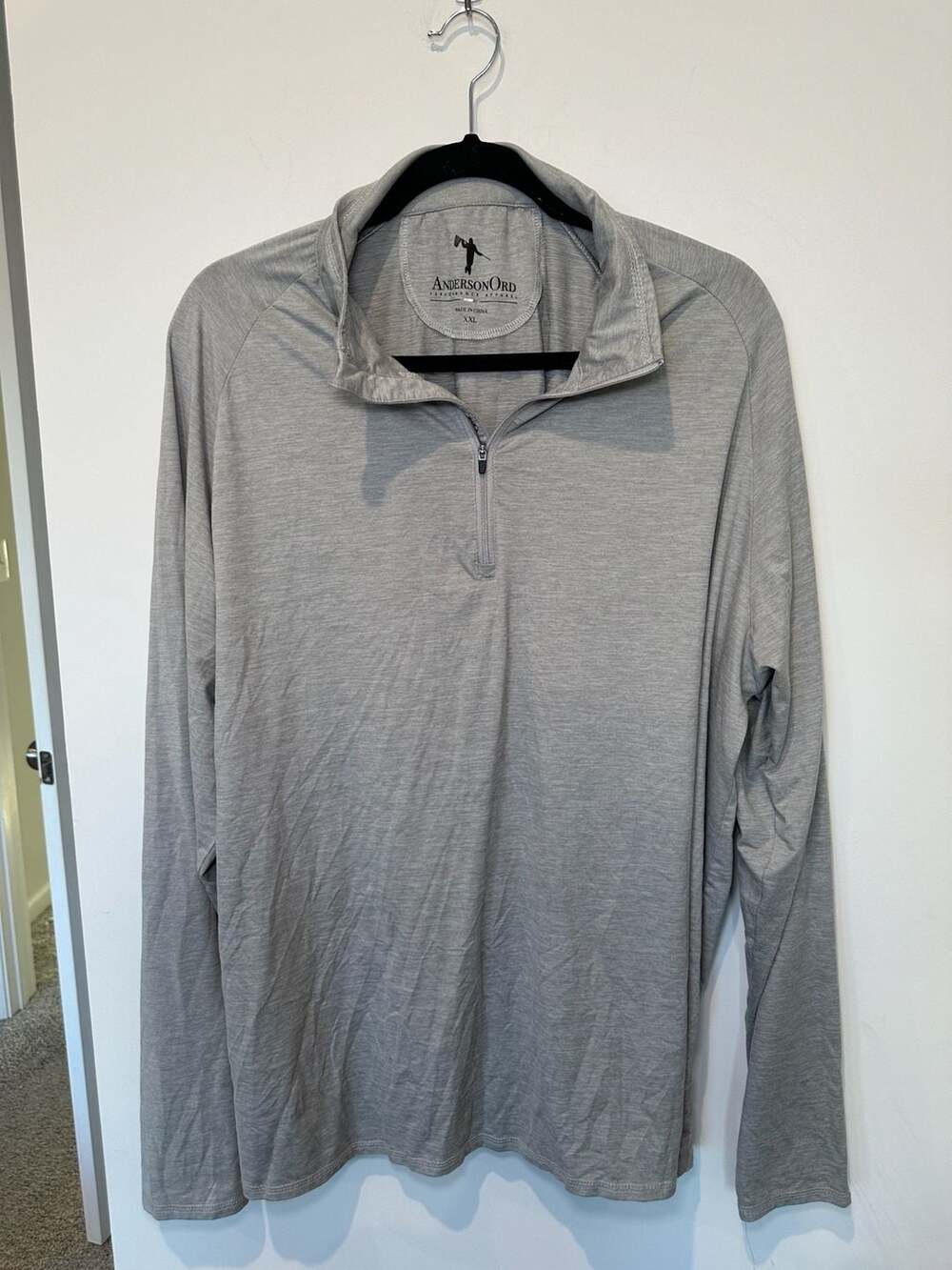 Anderson Ord Performance Apparel Gray Long Sleeve 1/4 Zip Pullover XXL